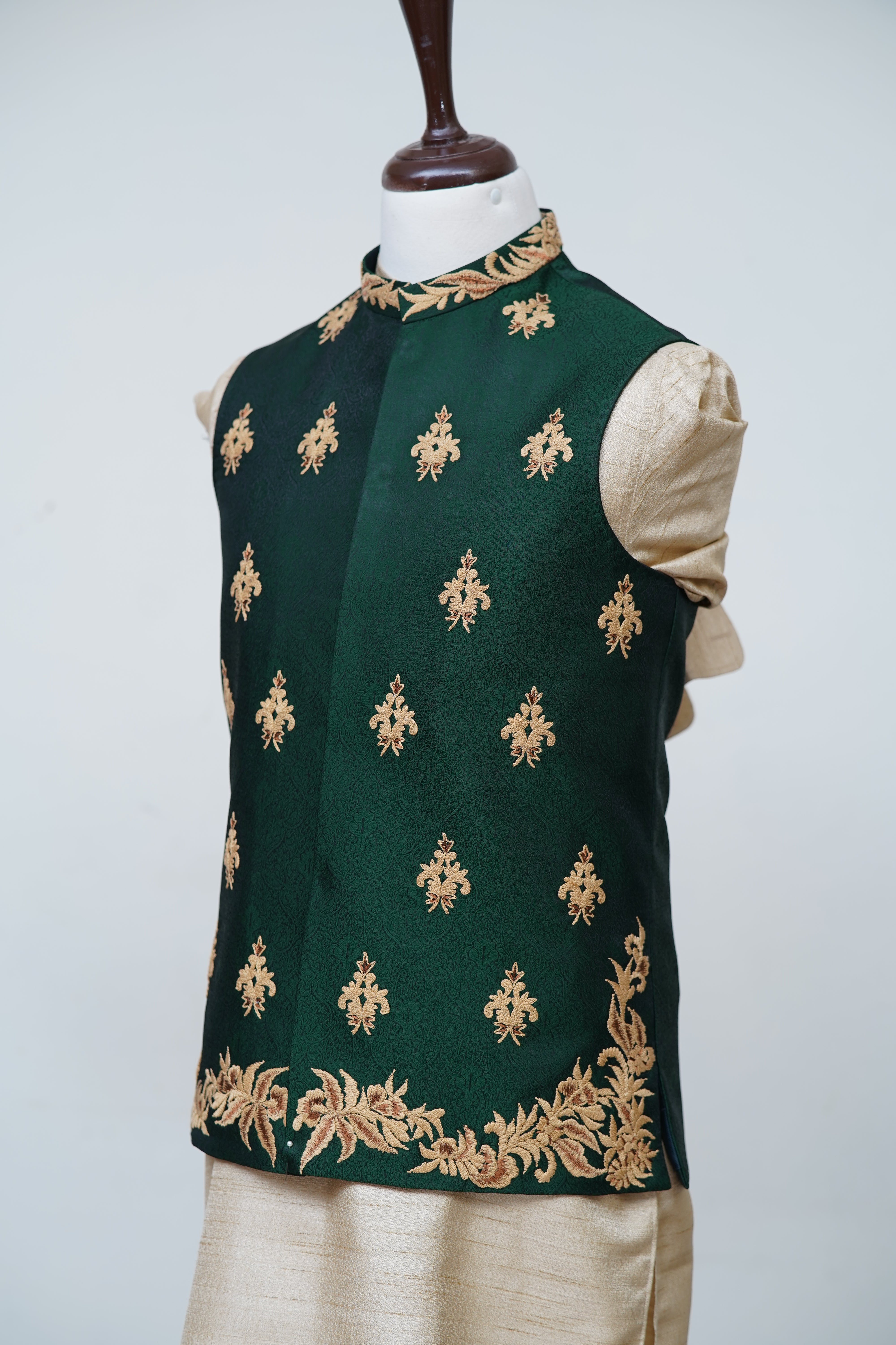 Antique Bottle Green Waist Coat Green