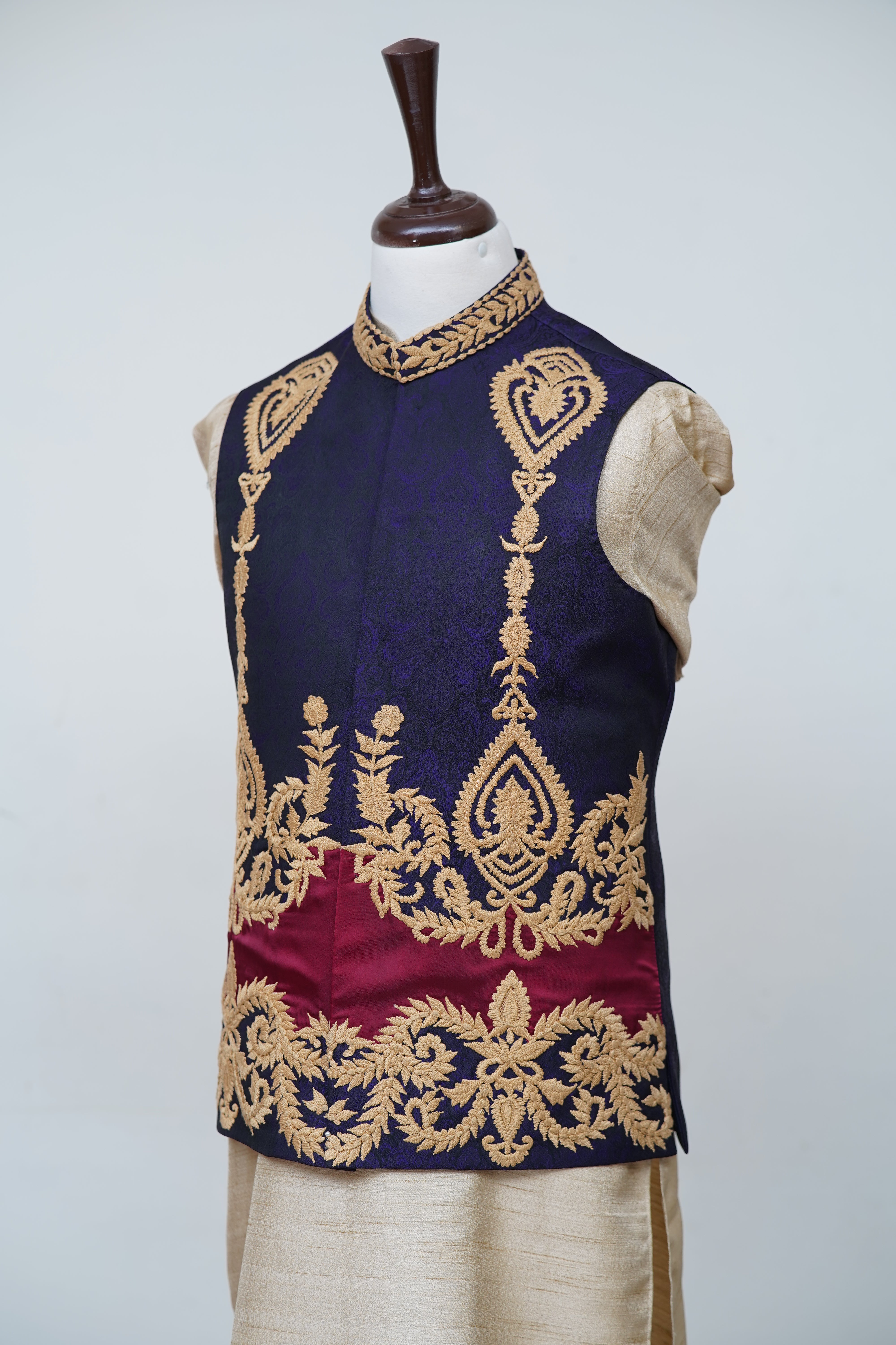Antique Purple Maroon Waist Coat Purple