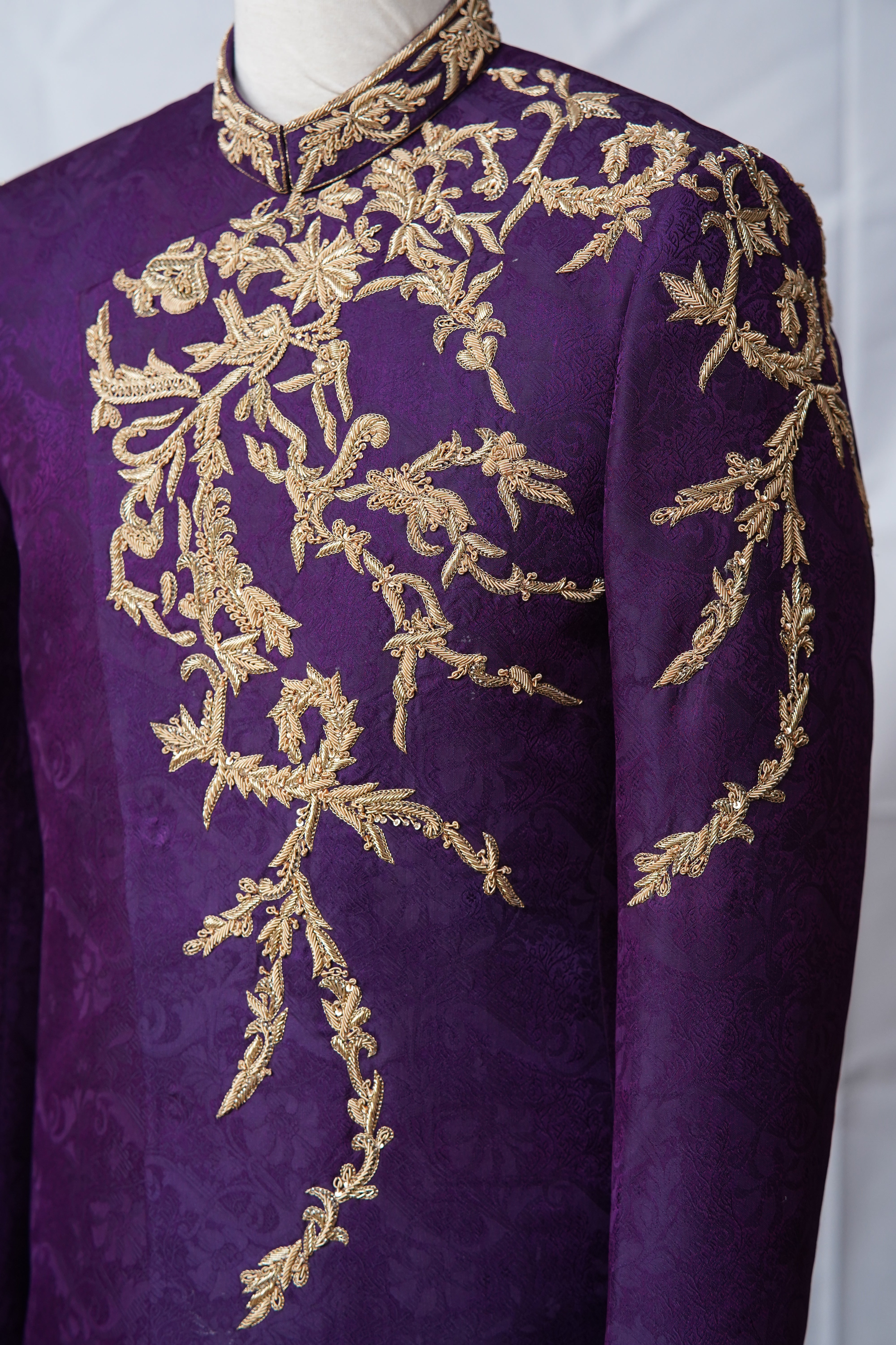 Purple Angrakha Weeding Prince Coat Purple