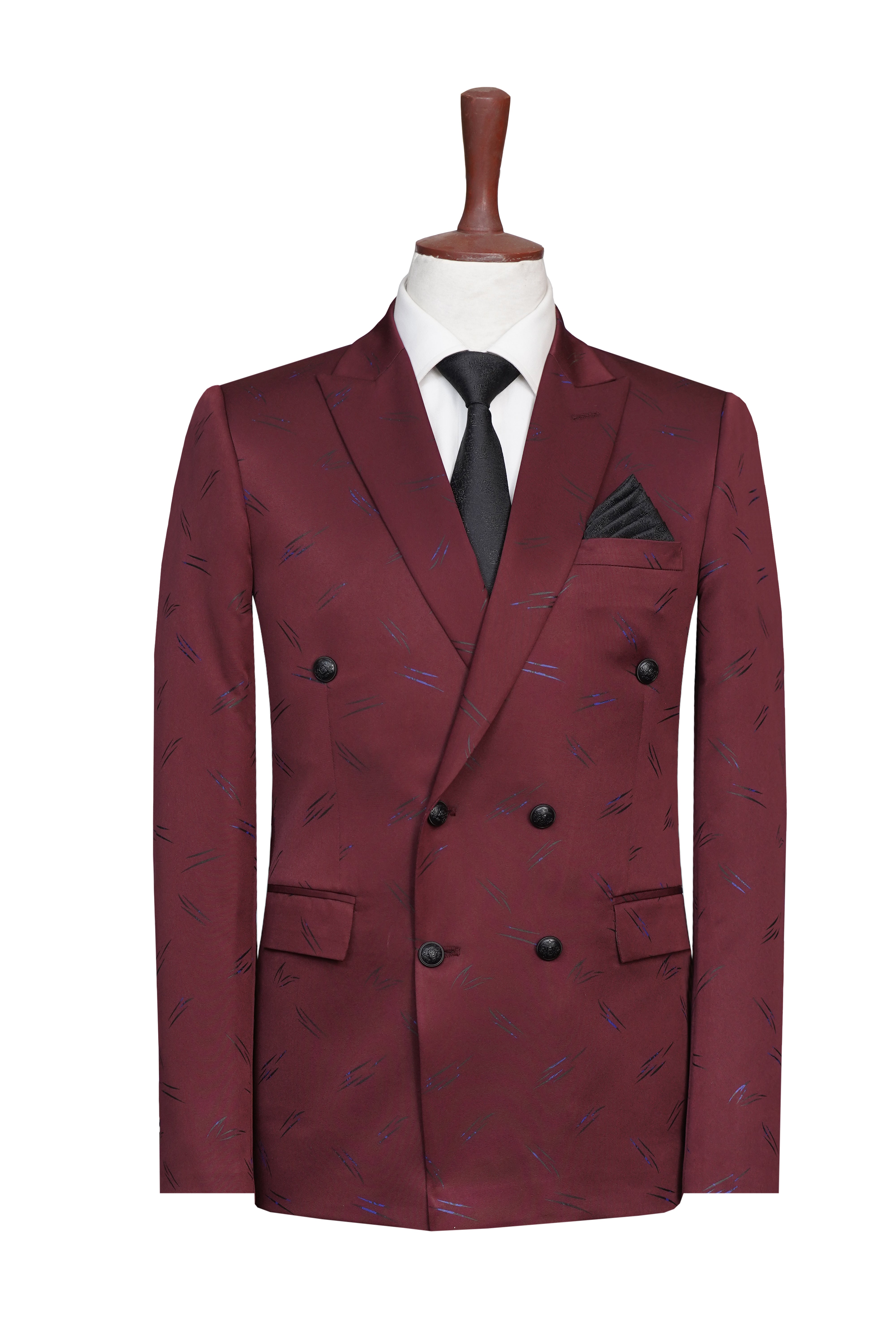 Italian Silk Monti Double Breast Suit Maroon