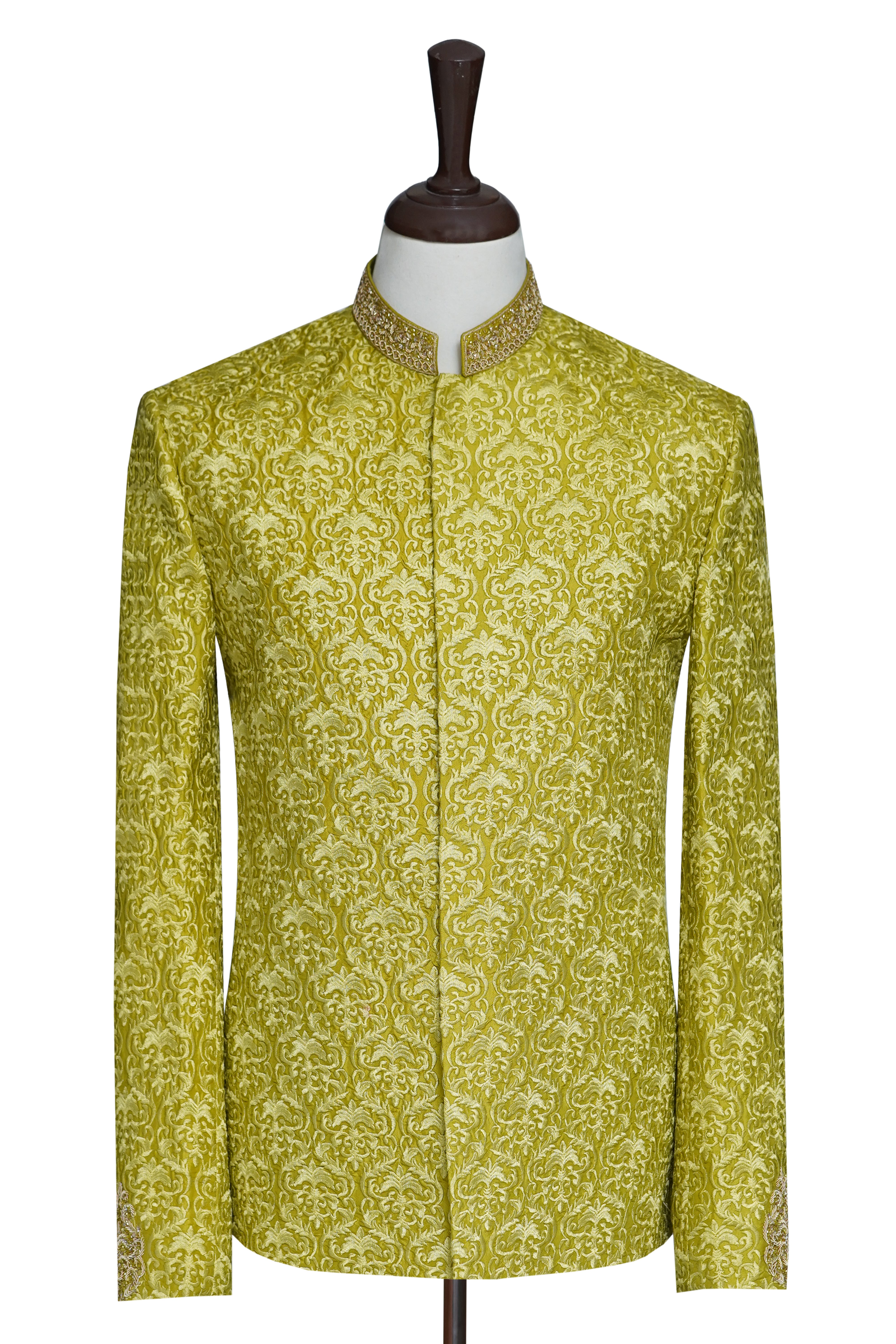 Pastel Lime Green Embroidery Prince Coat Pastel Lime Green