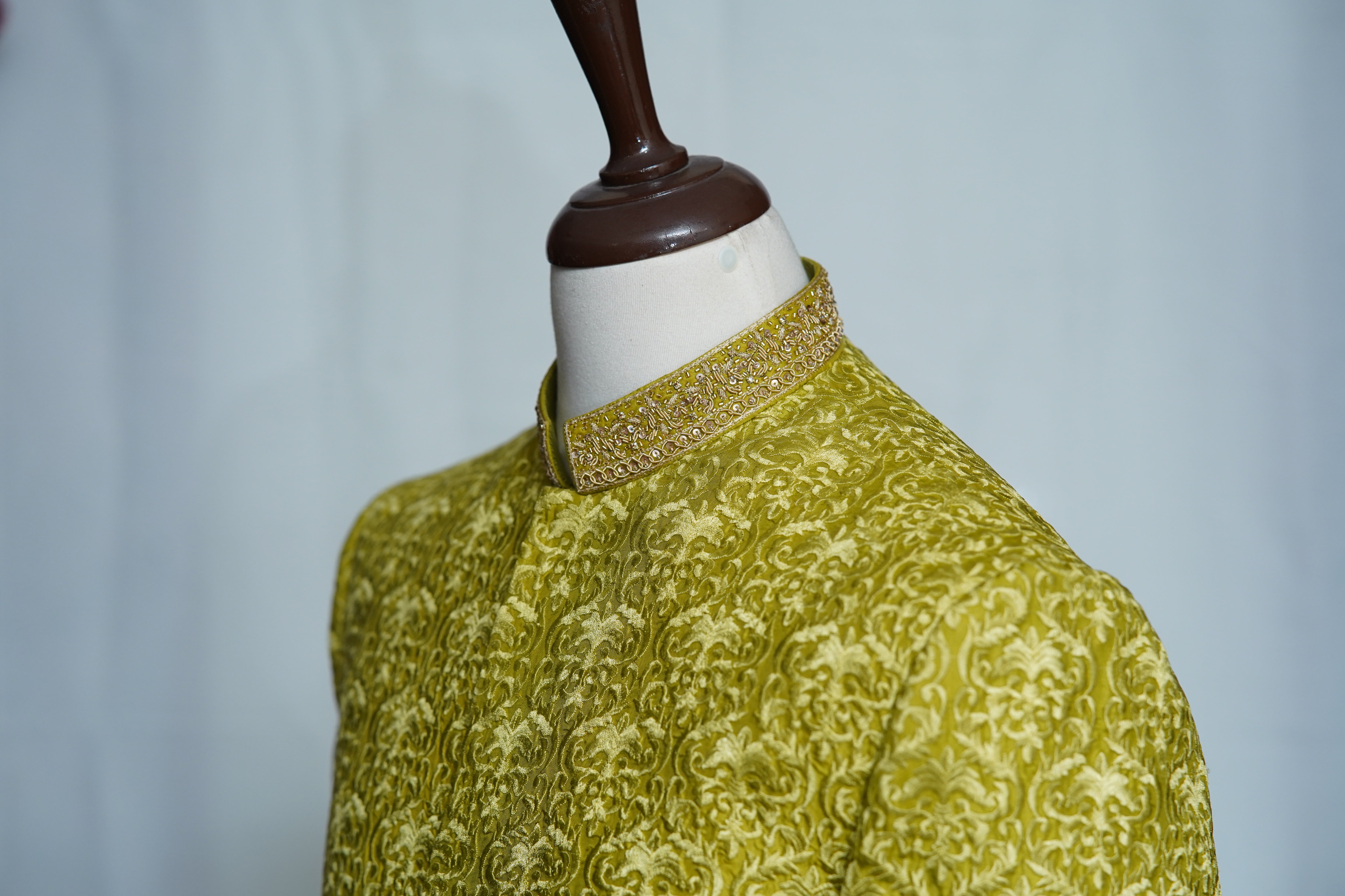 Pastel Lime Green Embroidery Prince Coat Pastel Lime Green
