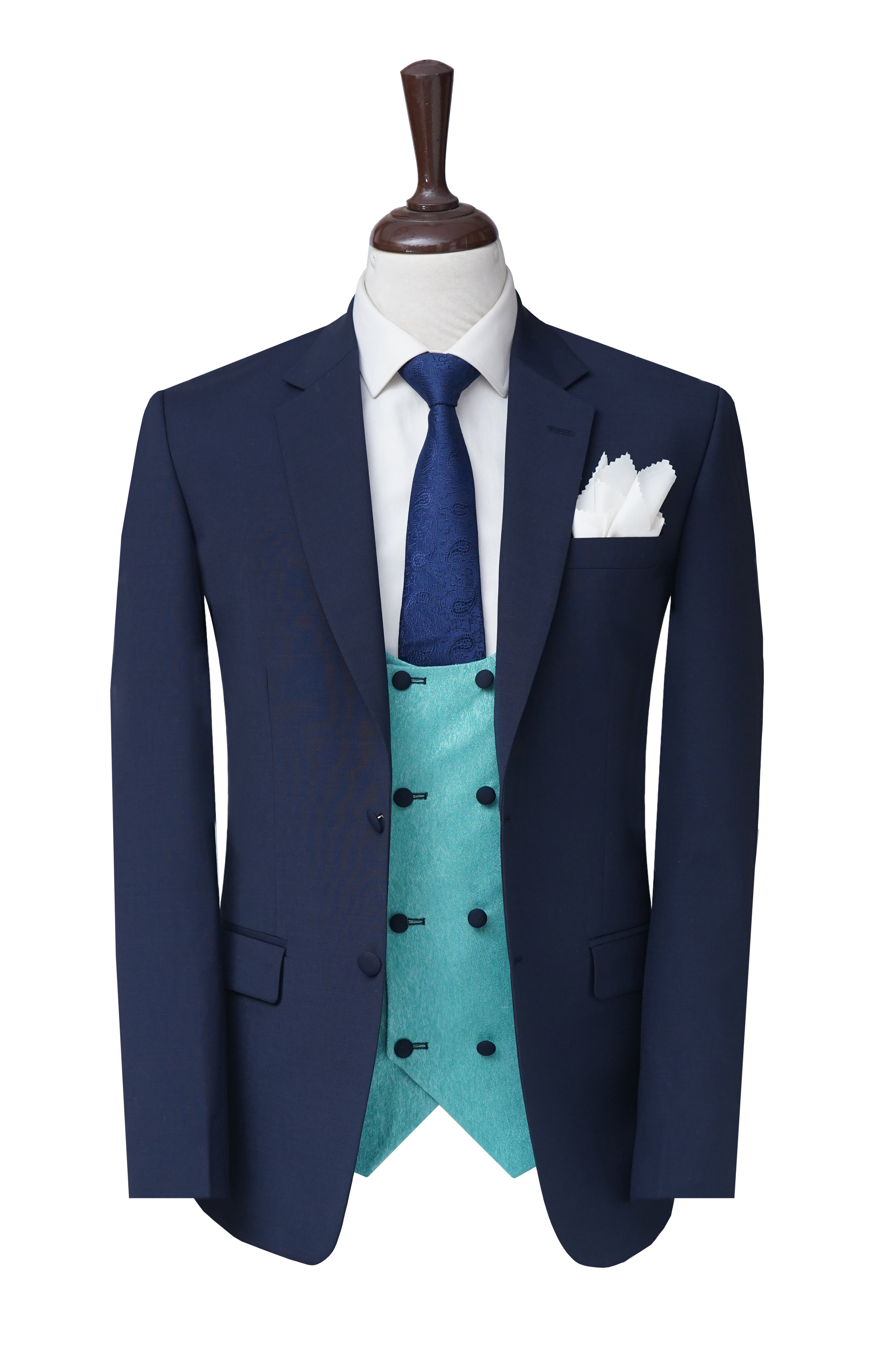Midnight Blue Contrast Vest Three Piece Suit Midnight Blue