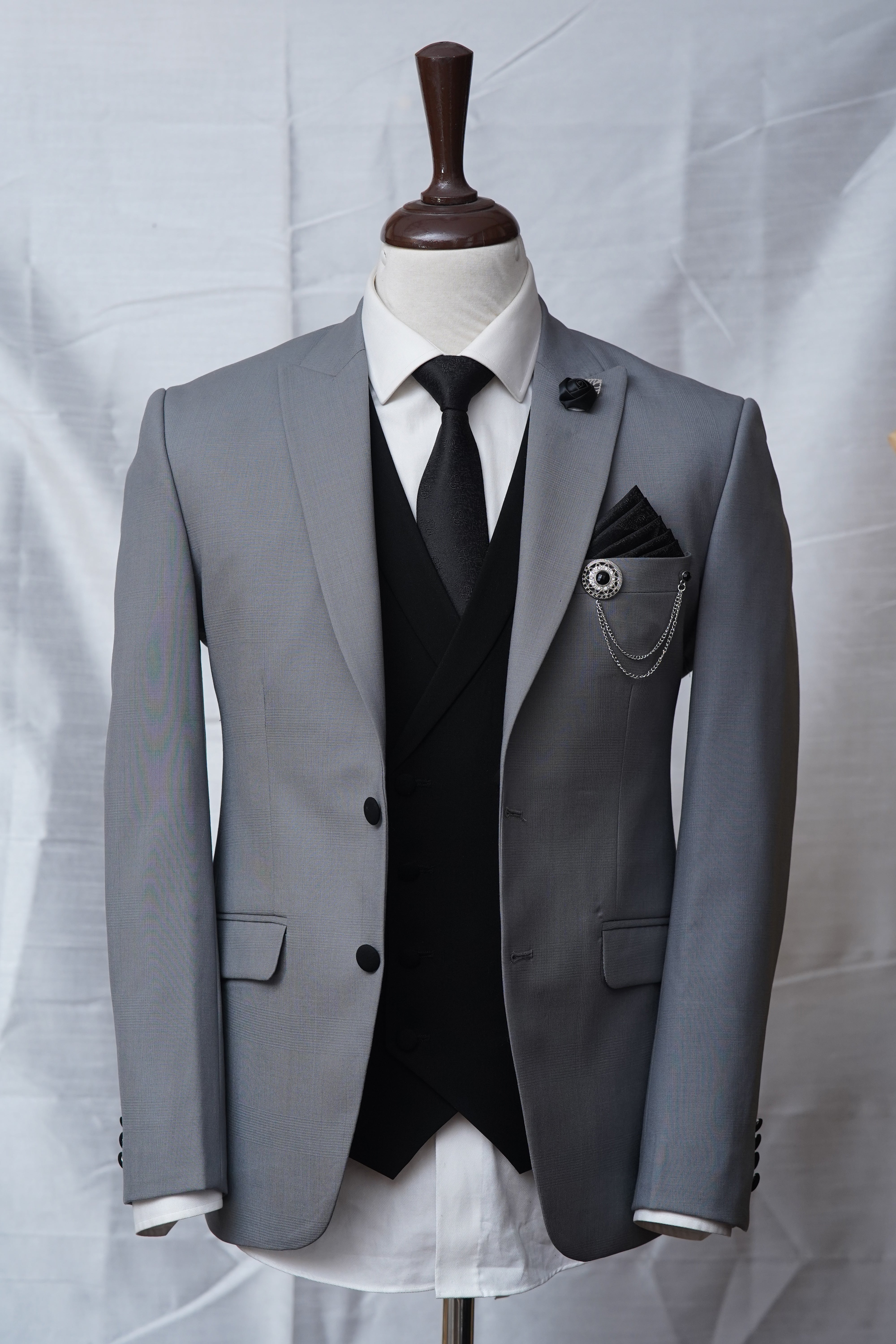 Executive Ice Gray Three Piece Suit  Ice Grey