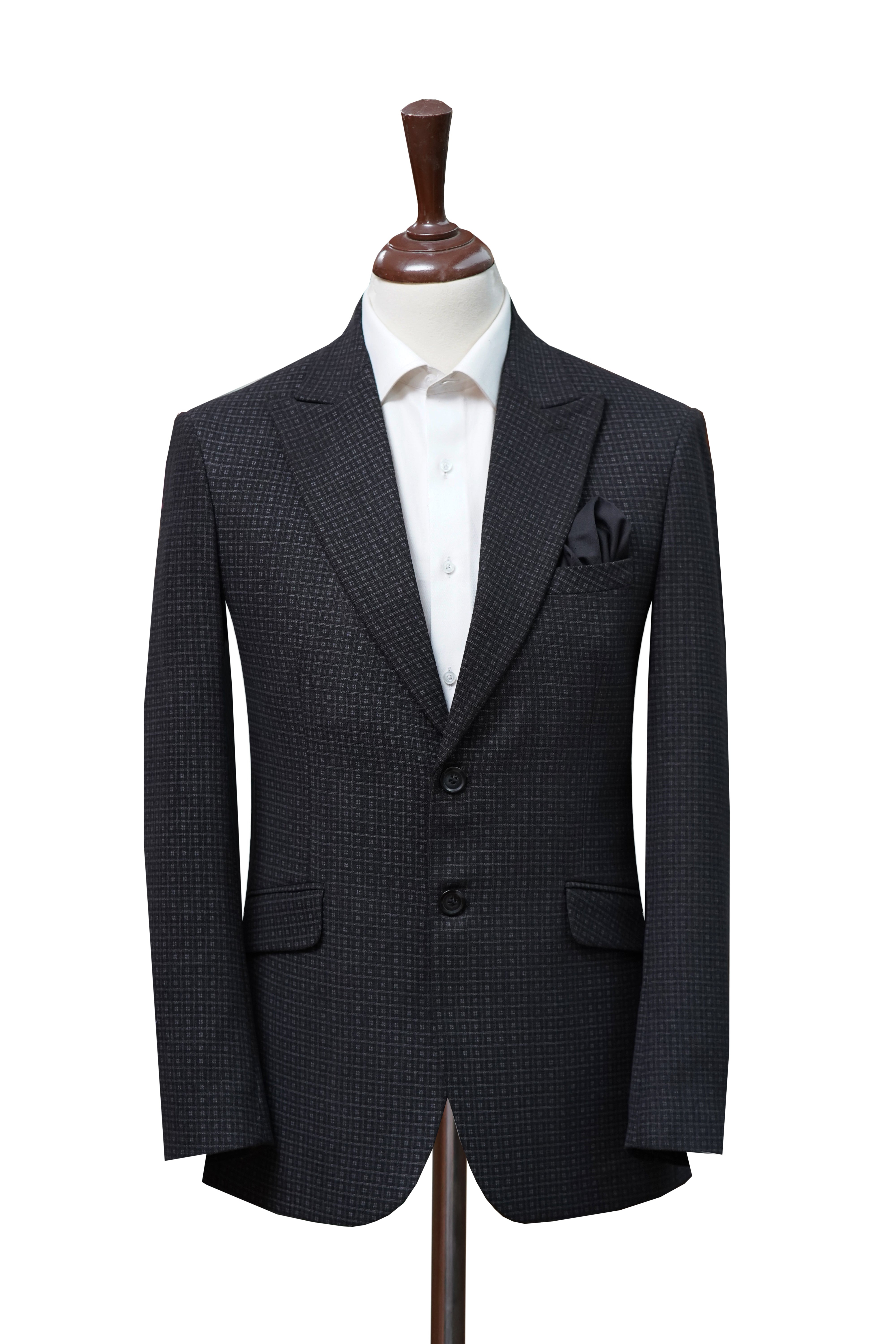 Blackish Grey Plaid Wool Jacket