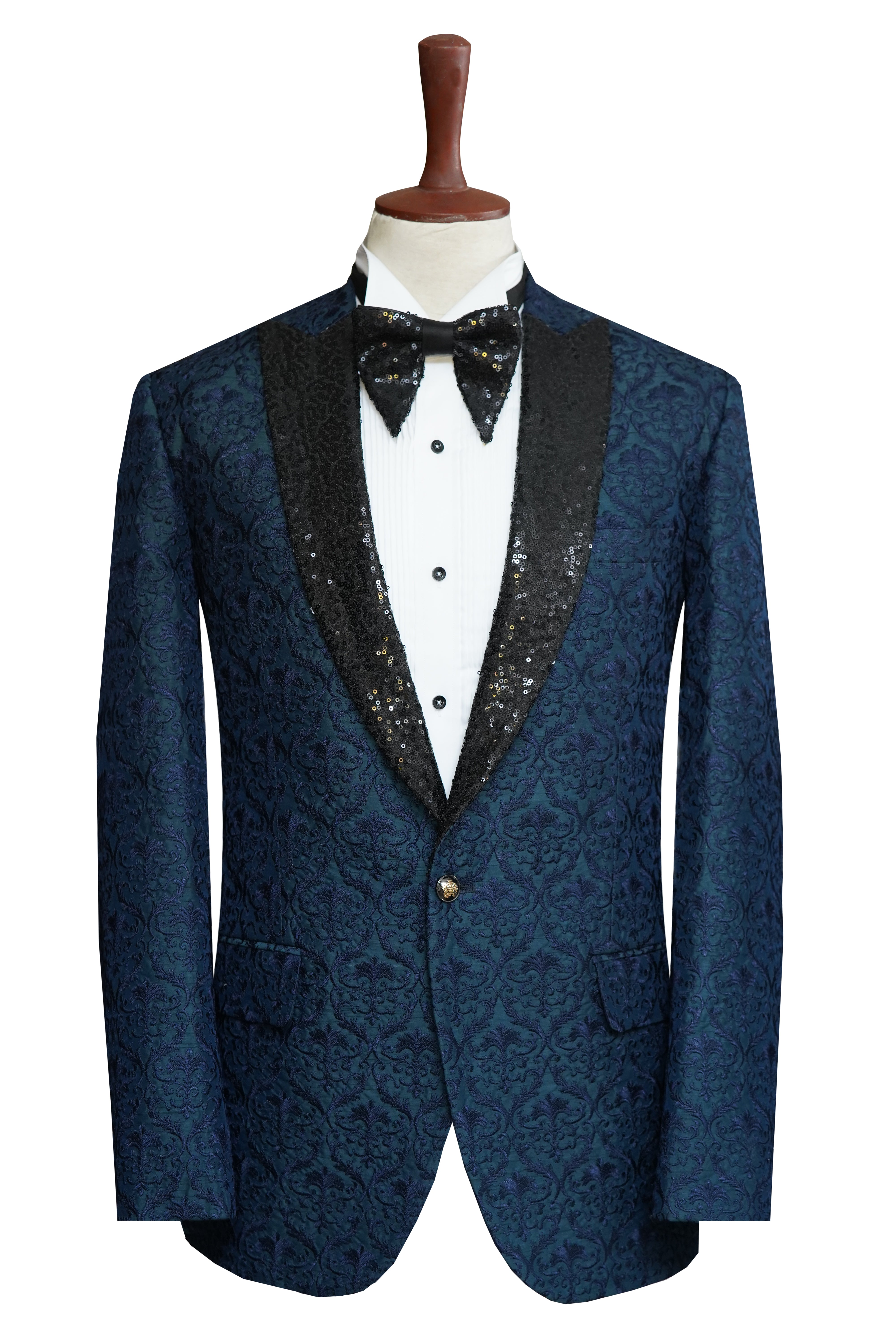 Zinq Blue EMB Tuxedo Two Piece Suit