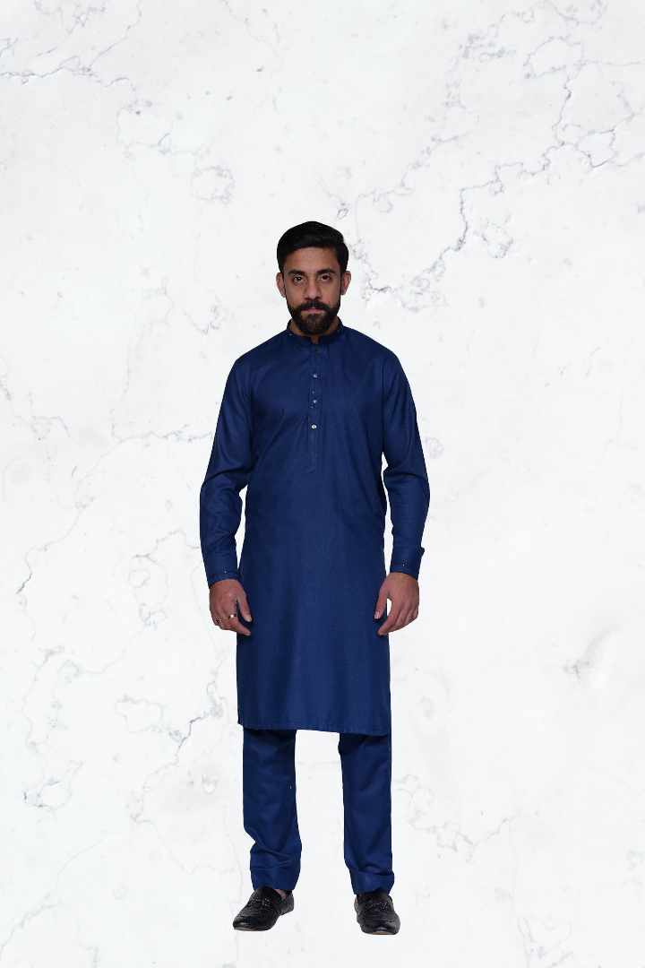 Blended Designer WnW Zinq Blue Kurta Pajama Zinq Blue