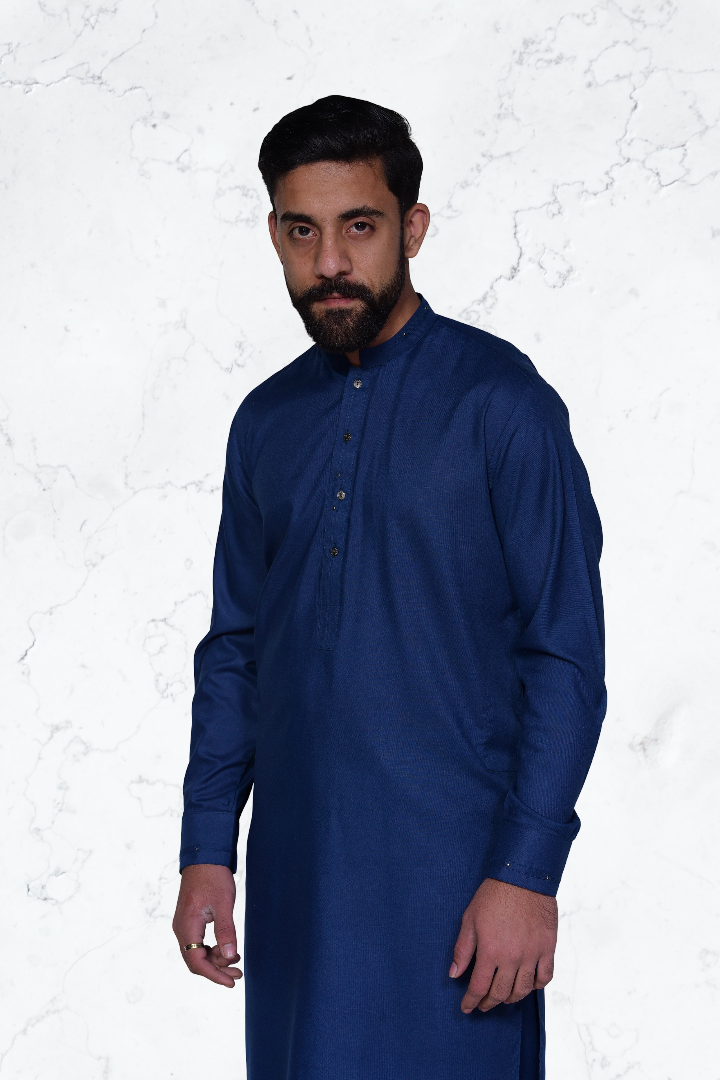 Blended Designer WnW Zinq Blue Kurta Pajama Zinq Blue