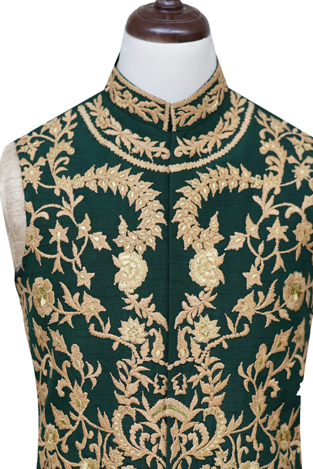 Bottle Green and Gold Waist Coat Bottle Green