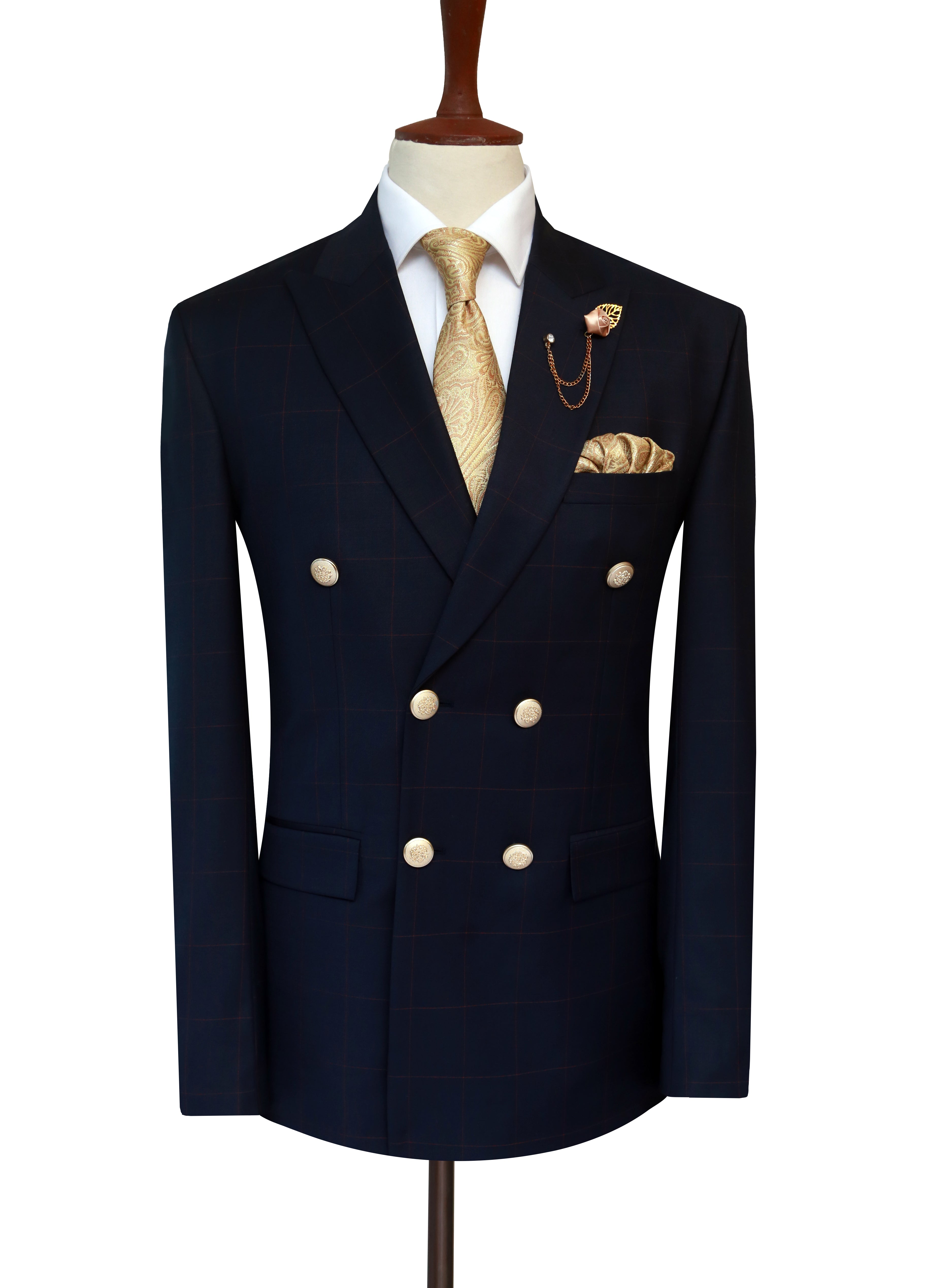 Classic Navy Blue Double-Breasted Suit