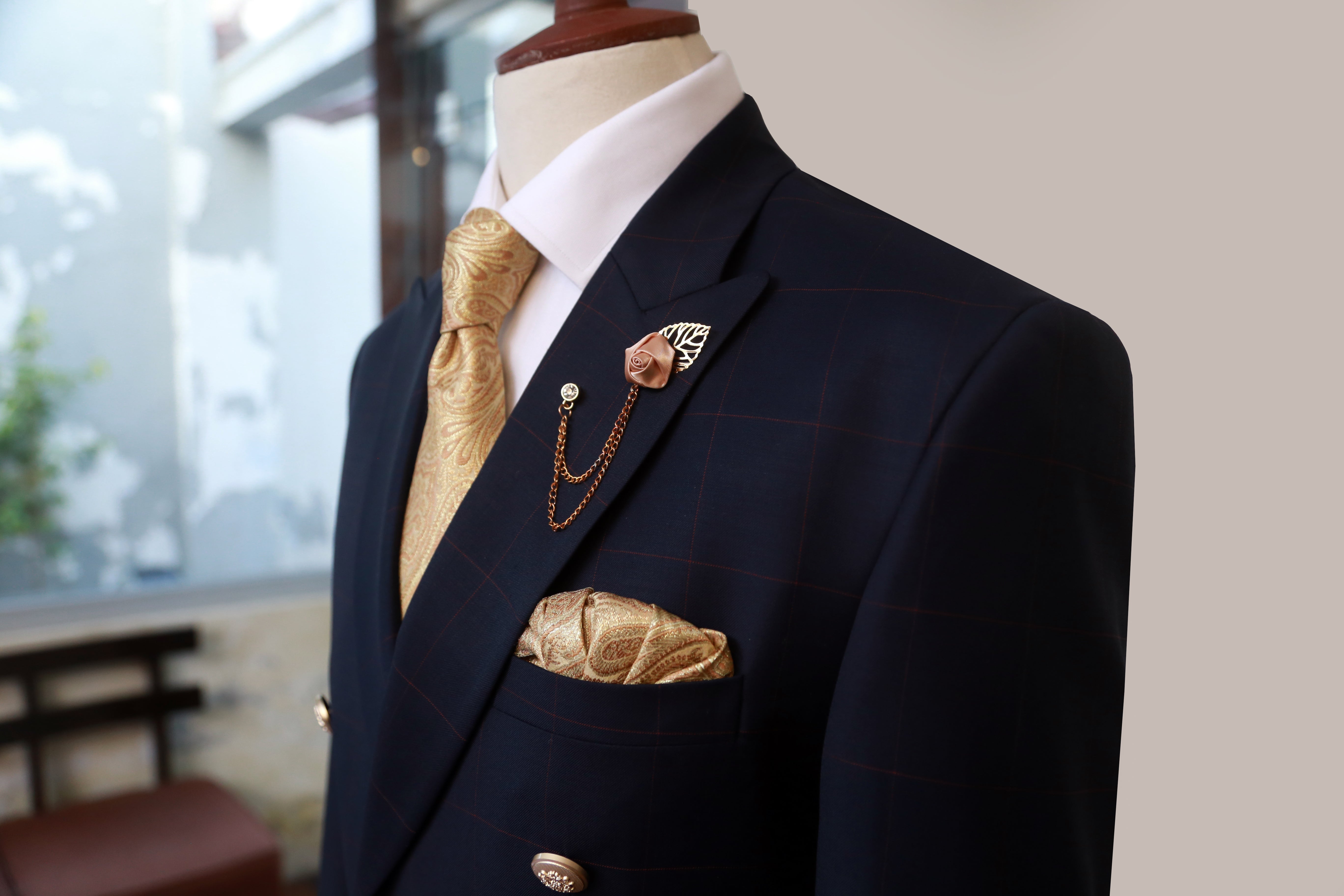 Classic Navy Blue Double-Breasted Suit