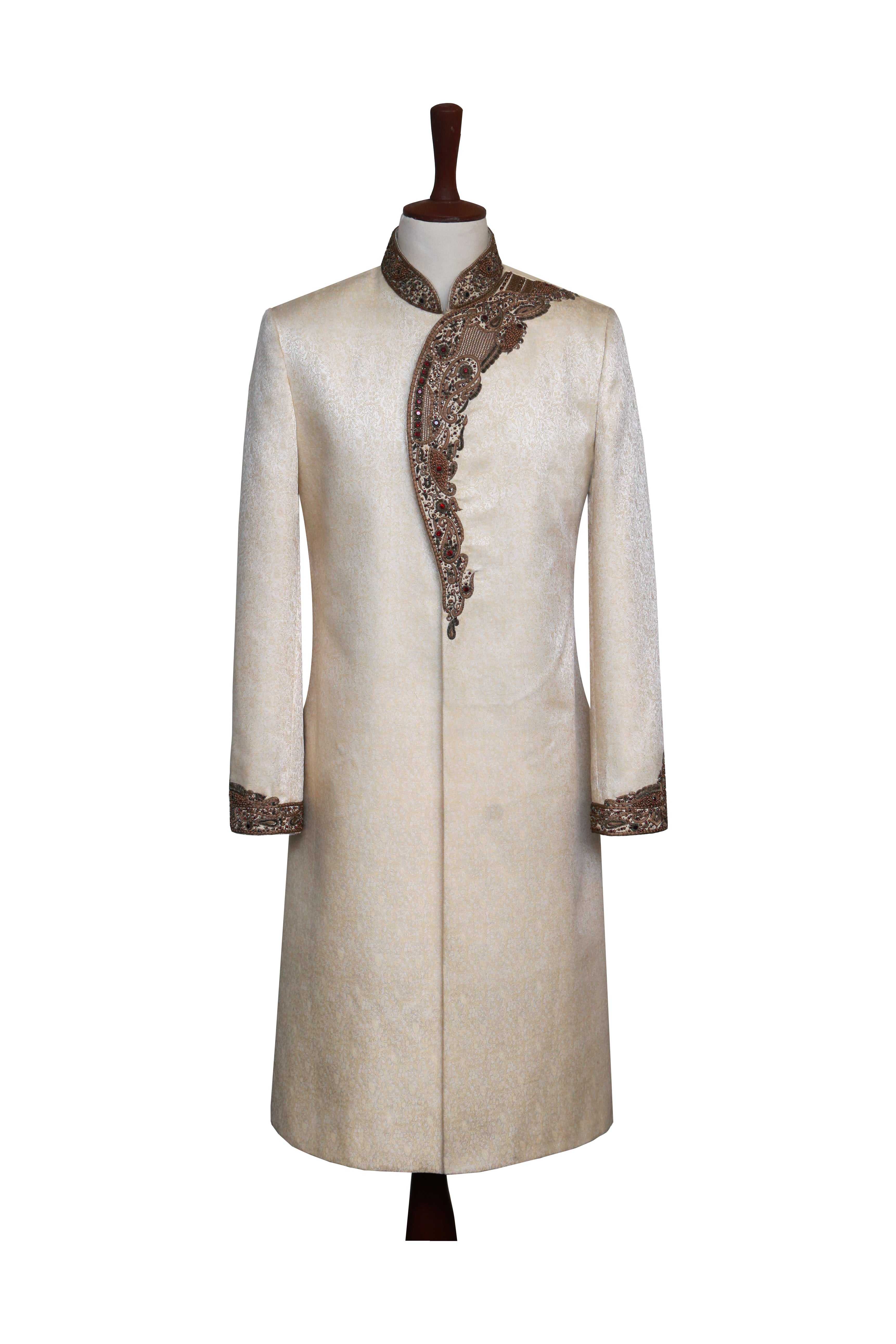Royal Ivory Soft Gold Groom Sherwani Ivory Soft Gold