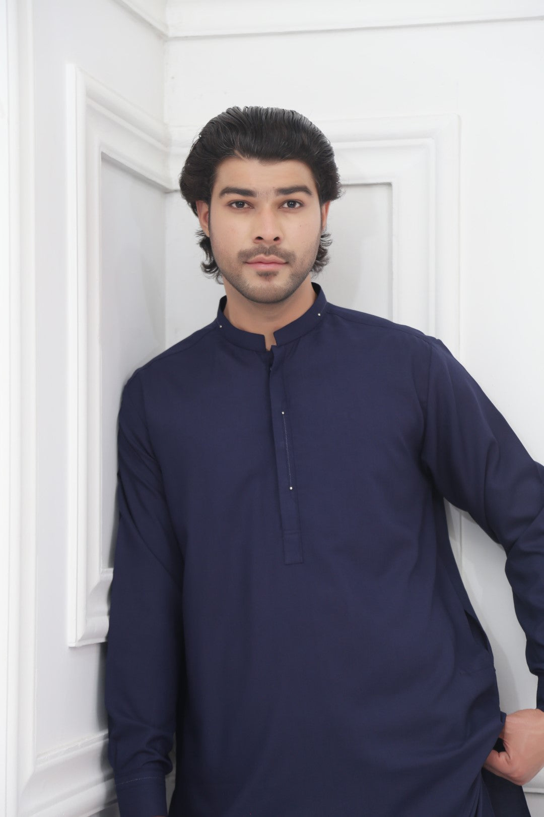 Blended Designer WnW NavyBlue Kurta Pajama Navy Blue