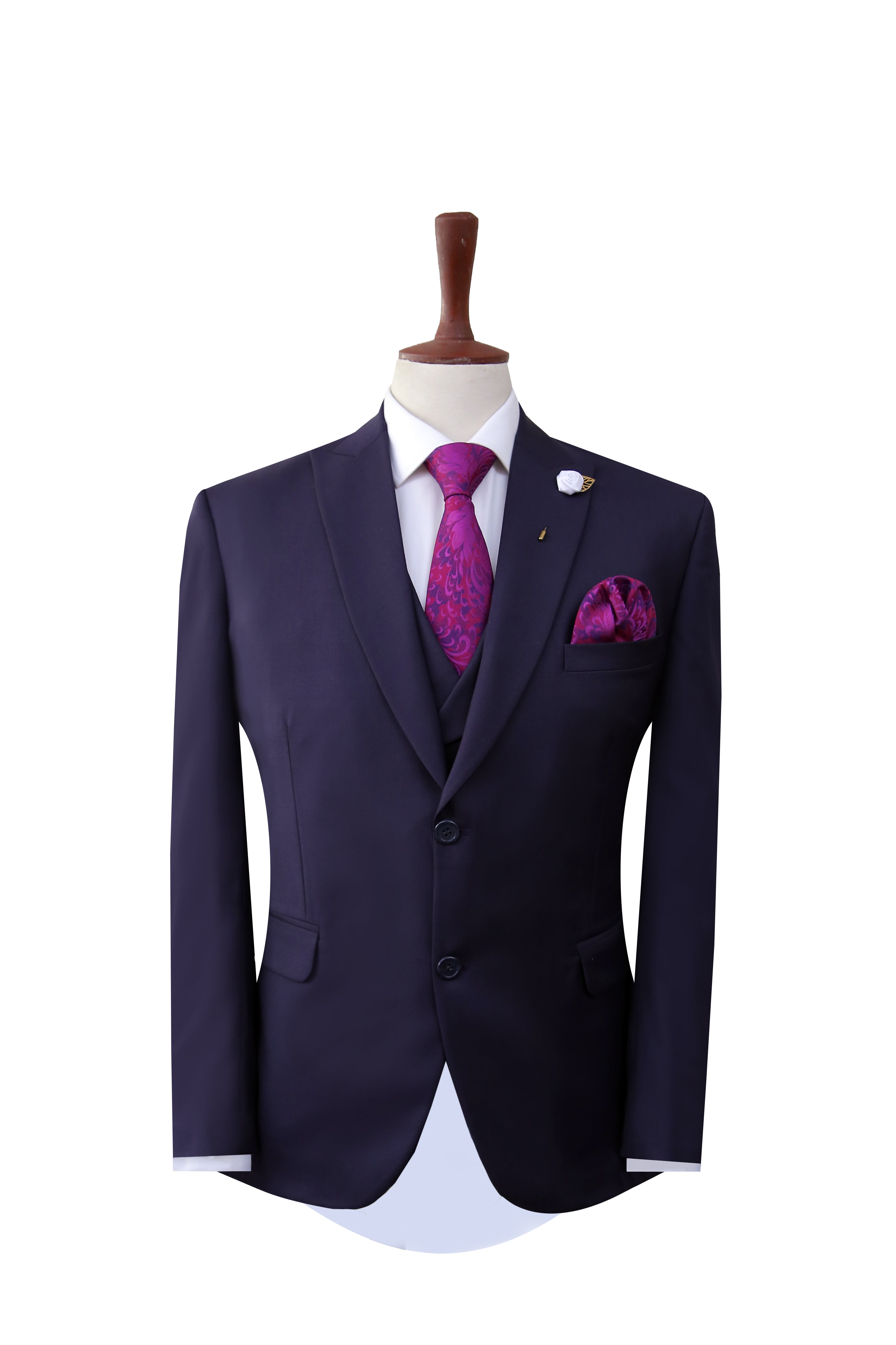 Classic Plum Three-Piece Suit for Men