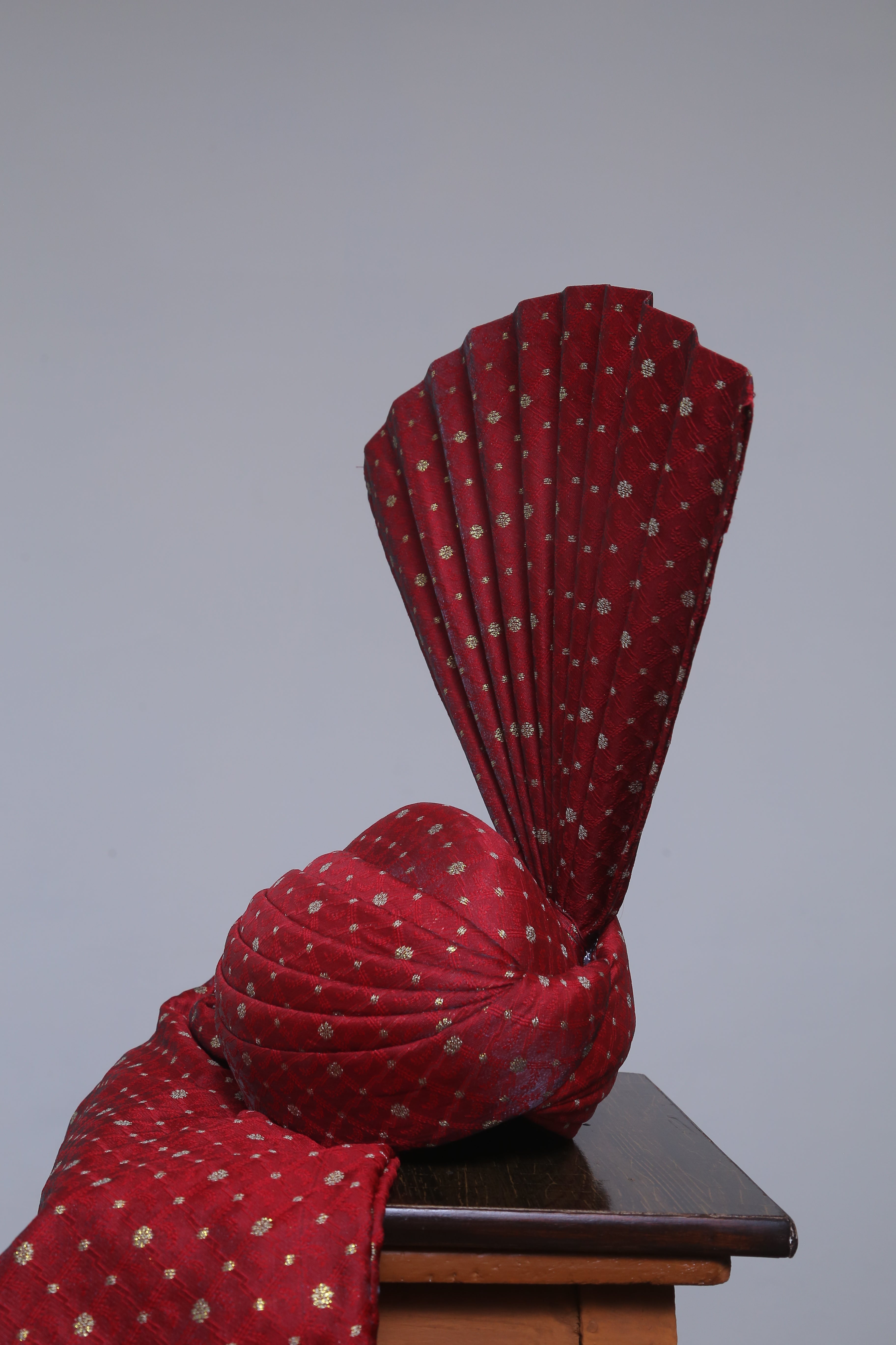 Jamawar Maroon Gold Fabric Cap Aitchison