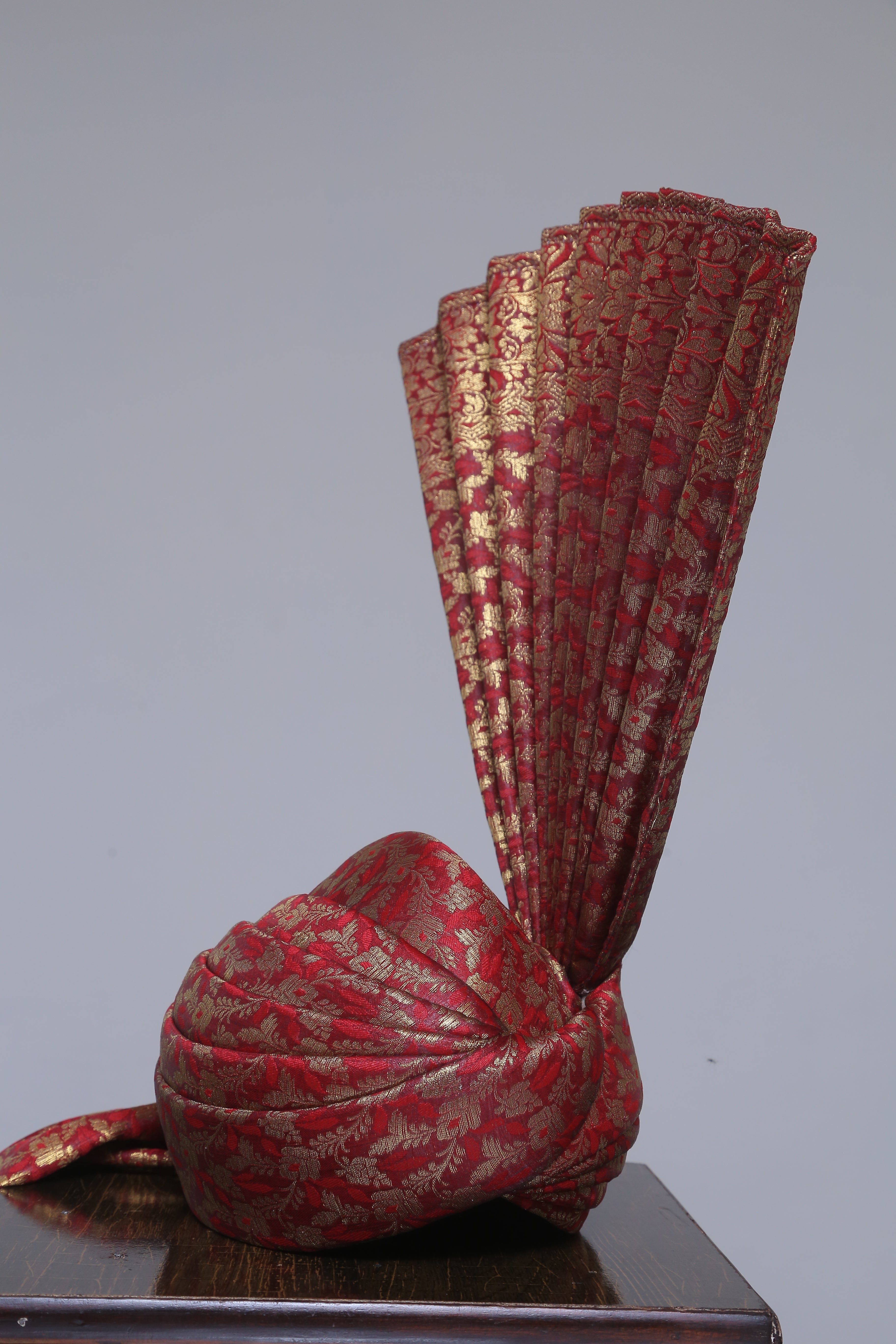 Jamawar Maroon Gold Fabric Cap Aitchison Turban