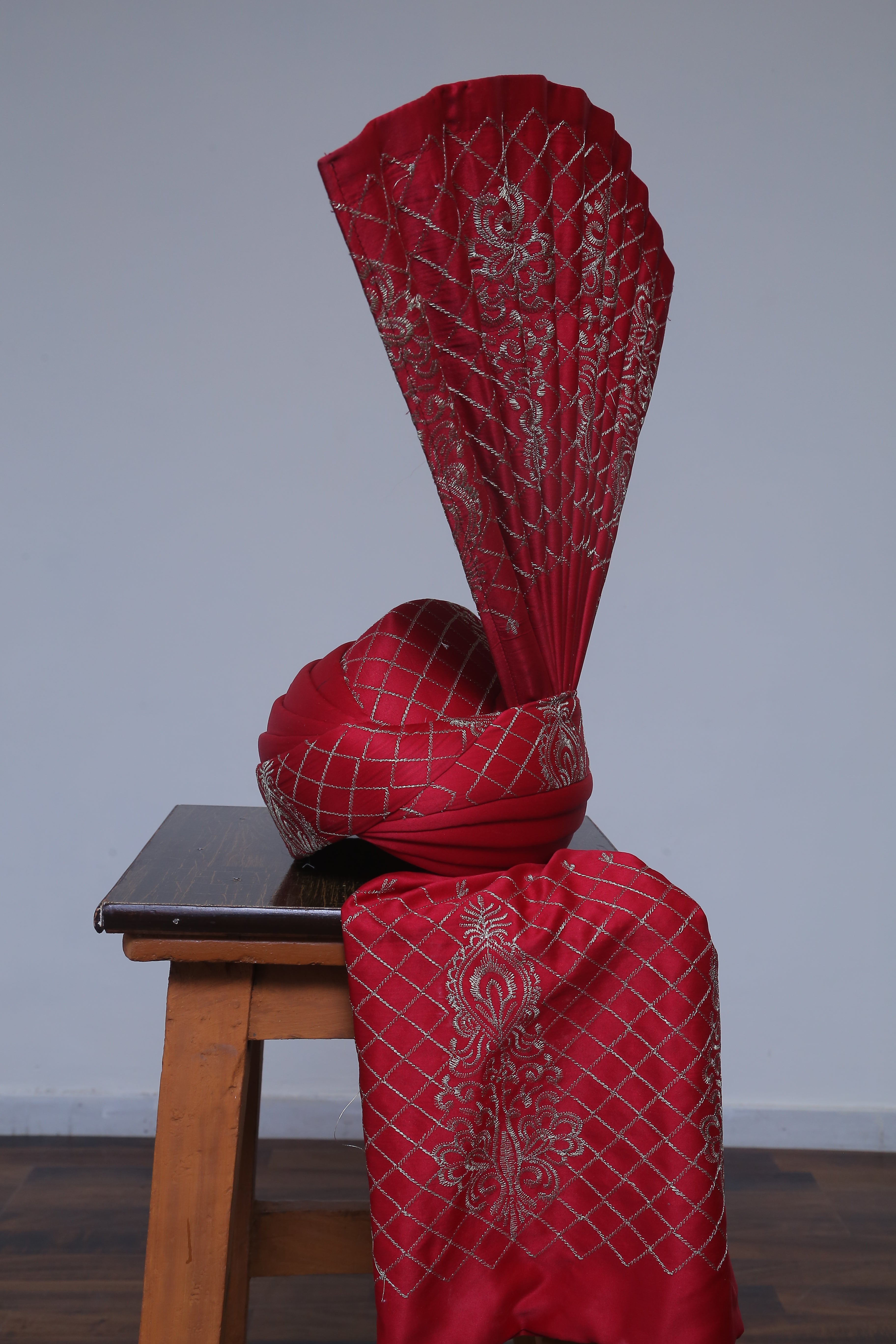 Red Golden Designer Aitchison Turban