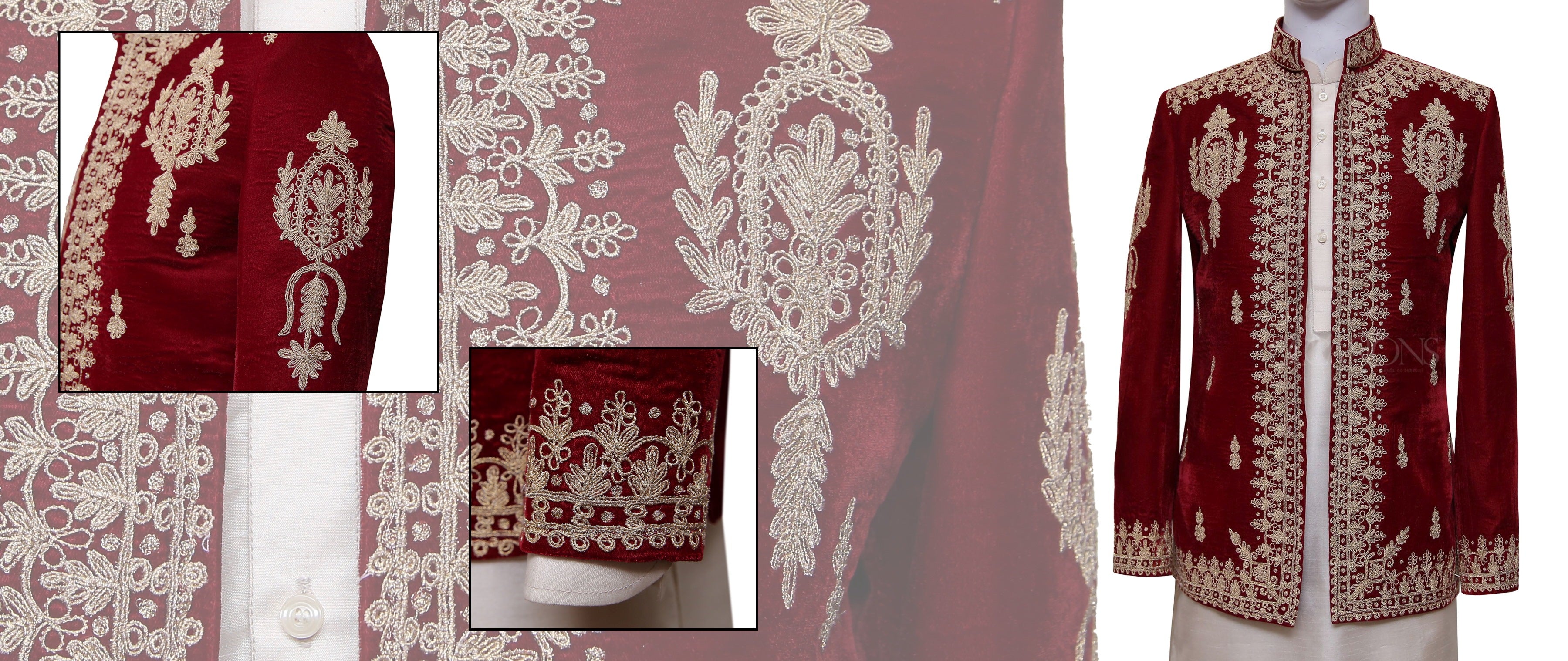 Maroon & Golden Prince Coat Maroon