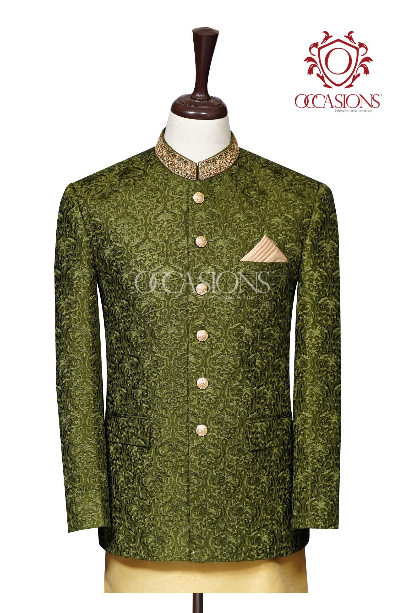 Luxury Green Prince Coat with Thread work