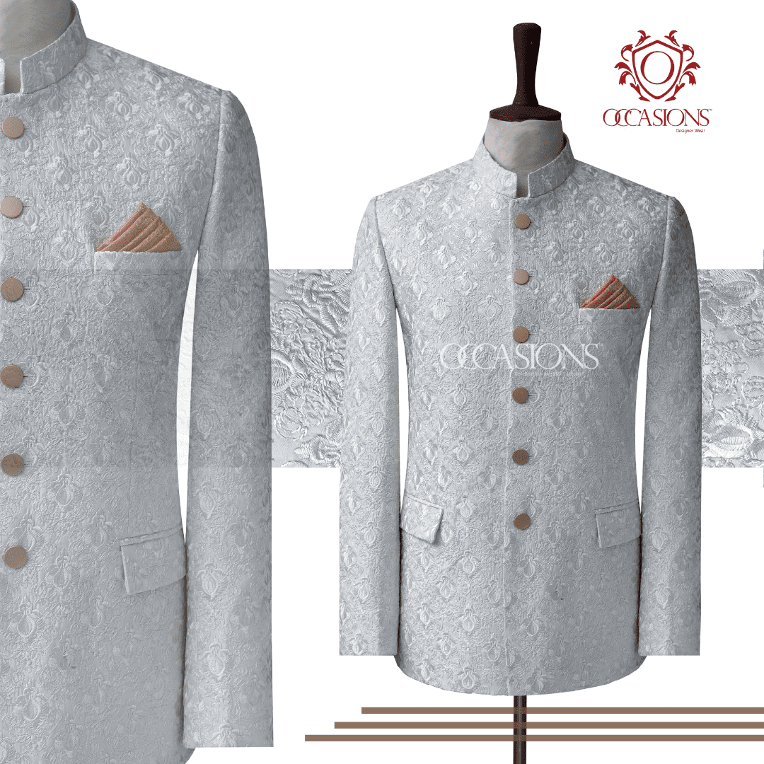 Luxury White Prince coat with Thread work